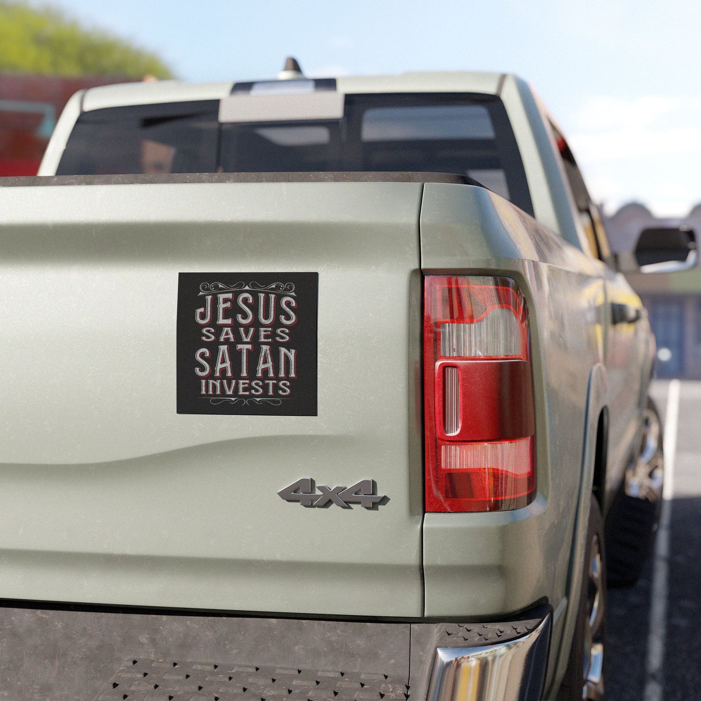 Jesus Saves, Satan Invests | Magnetic Bumper Sticker