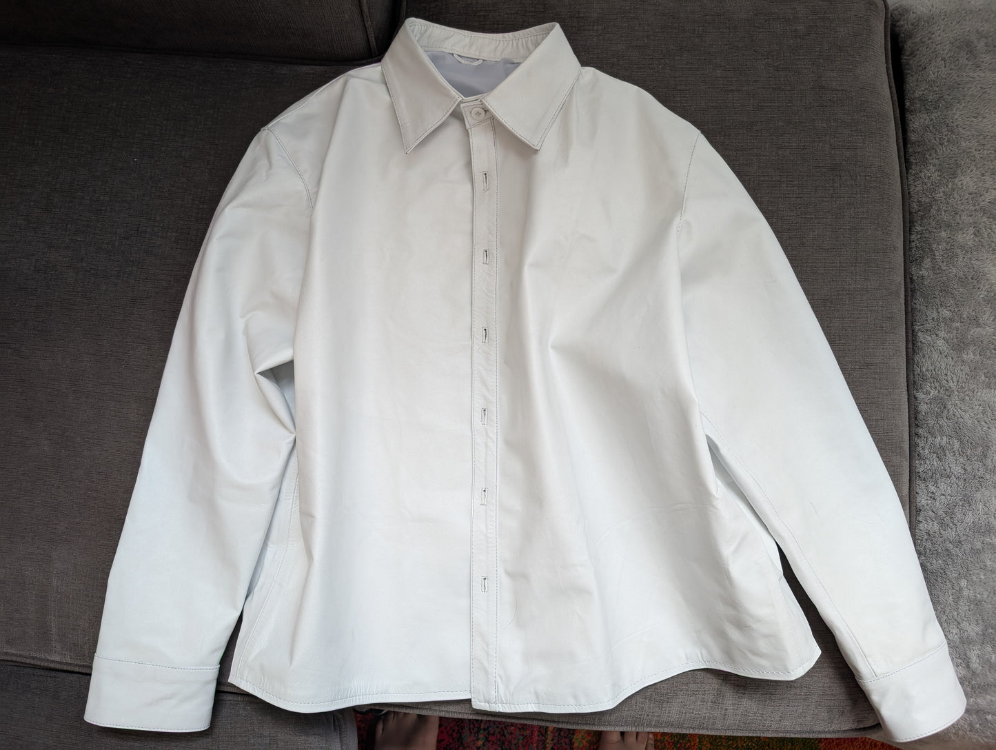 White Leather Dress Shirt