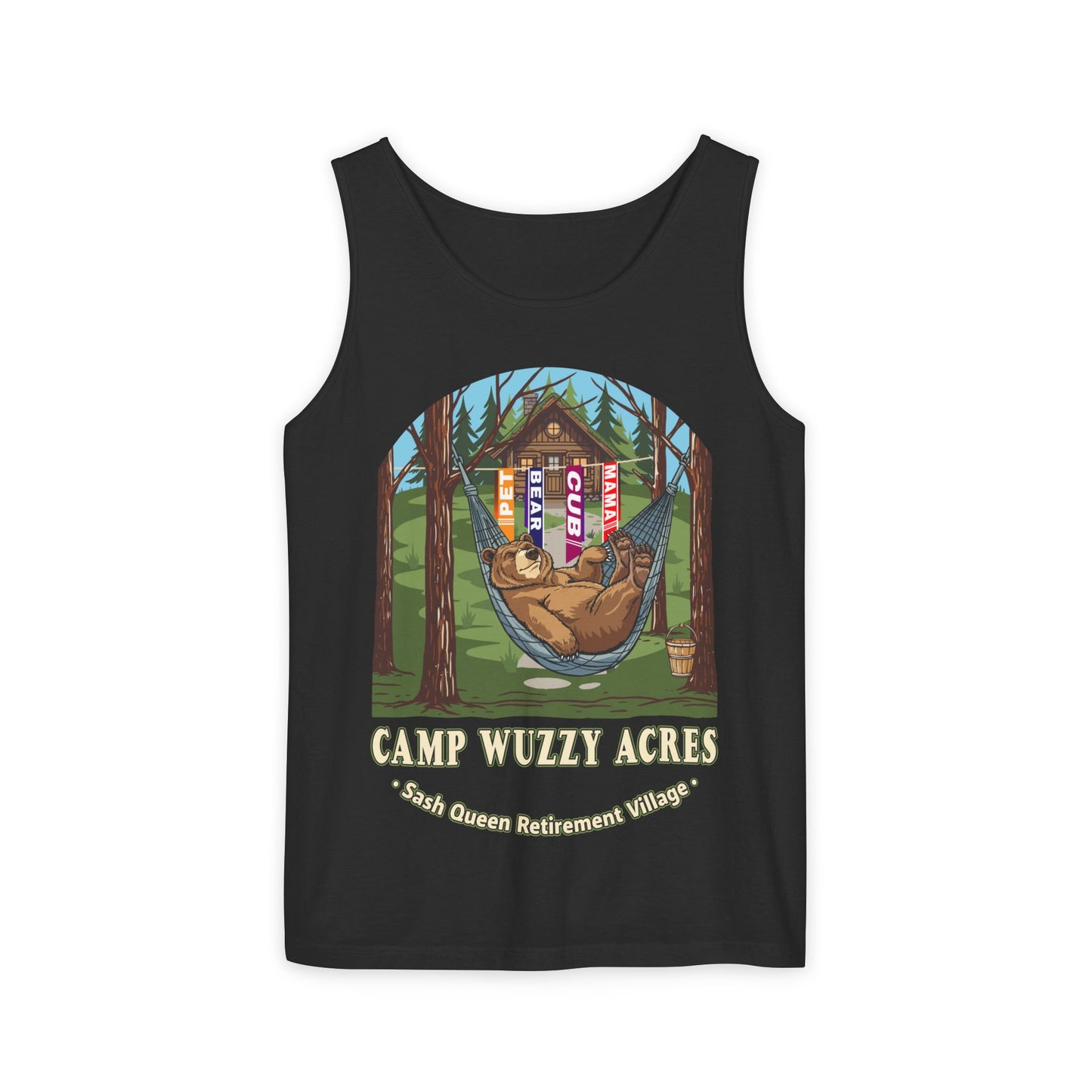 Campy Wuzzy Acres: Sash Queen Retirement Village Tank Top – NAB 2026 Fundraiser Shirt