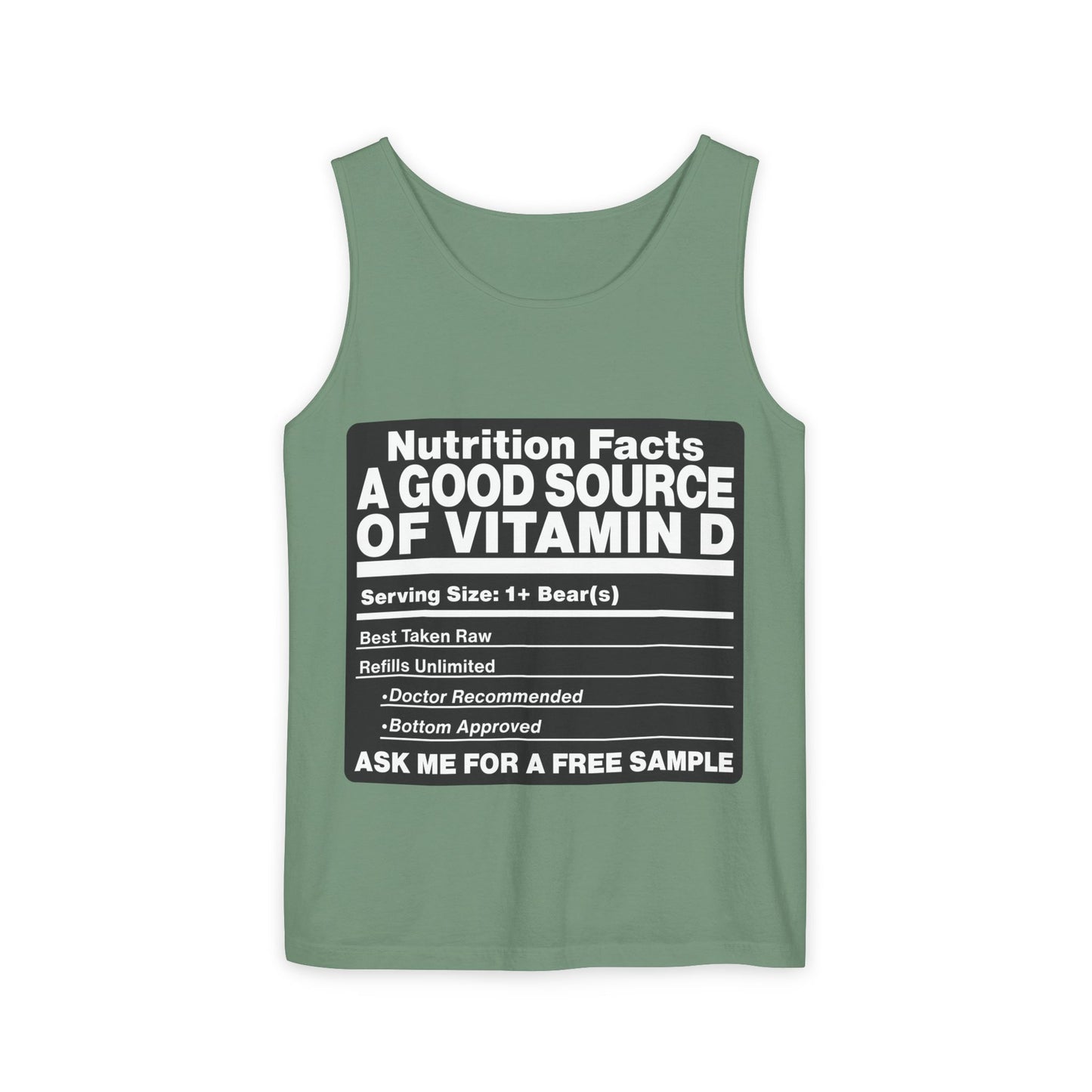 Vitamin D Nutrition Facts Tank Top — Funny Bear-Themed Sunlight Shirt