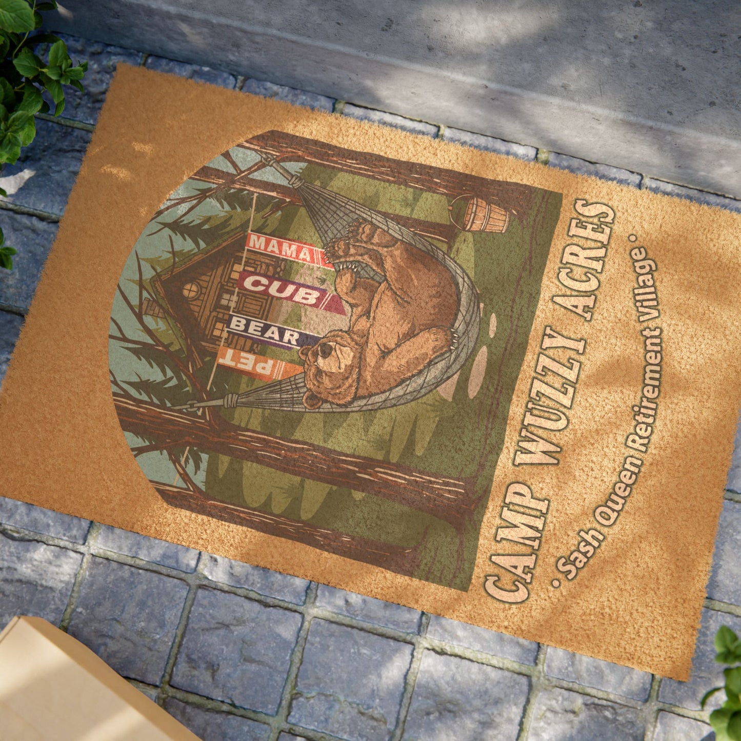 Campy Wuzzy Acres: Sash Queen Retirement Village Doormat – NAB 2026 Fundraiser Doormat