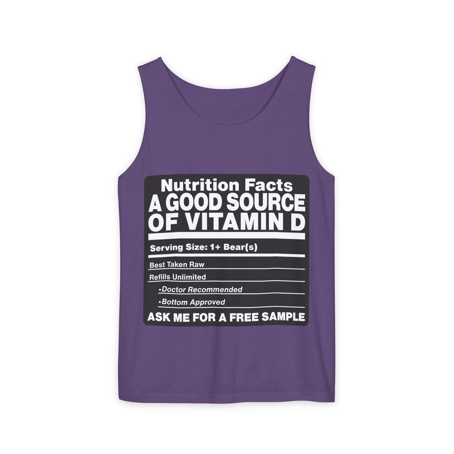 Vitamin D Nutrition Facts Tank Top — Funny Bear-Themed Sunlight Shirt