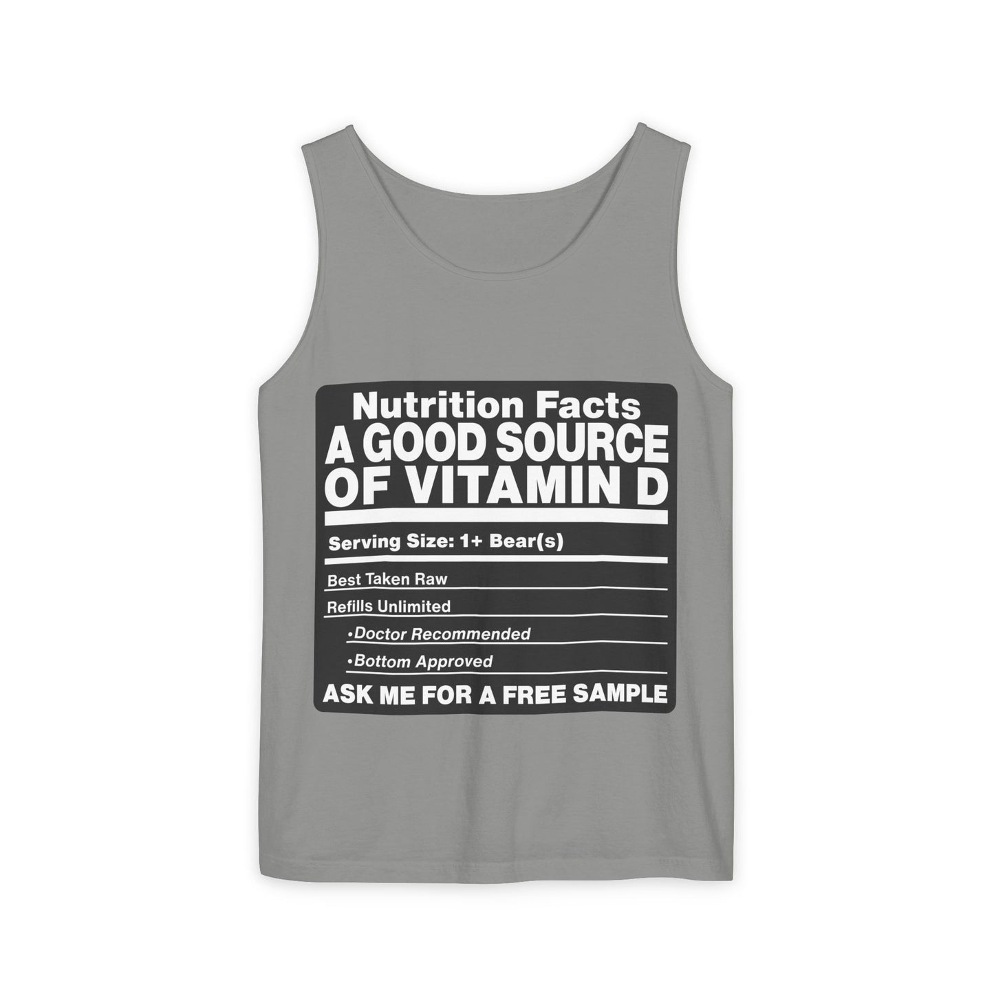 Vitamin D Nutrition Facts Tank Top — Funny Bear-Themed Sunlight Shirt