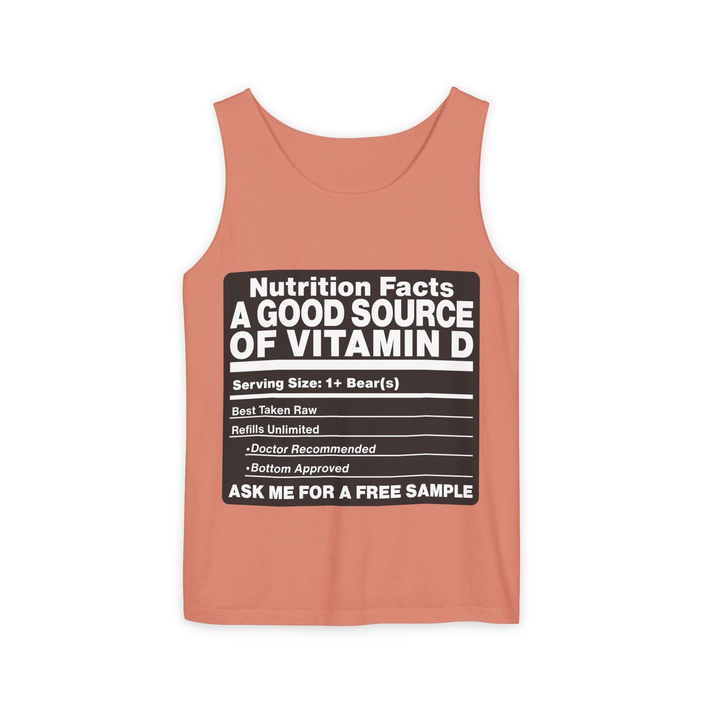 Vitamin D Nutrition Facts Tank Top — Funny Bear-Themed Sunlight Shirt