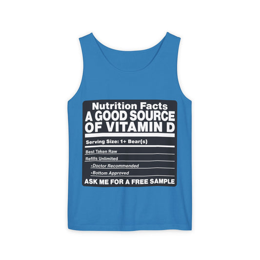 Vitamin D Nutrition Facts Tank Top — Funny Bear-Themed Sunlight Shirt