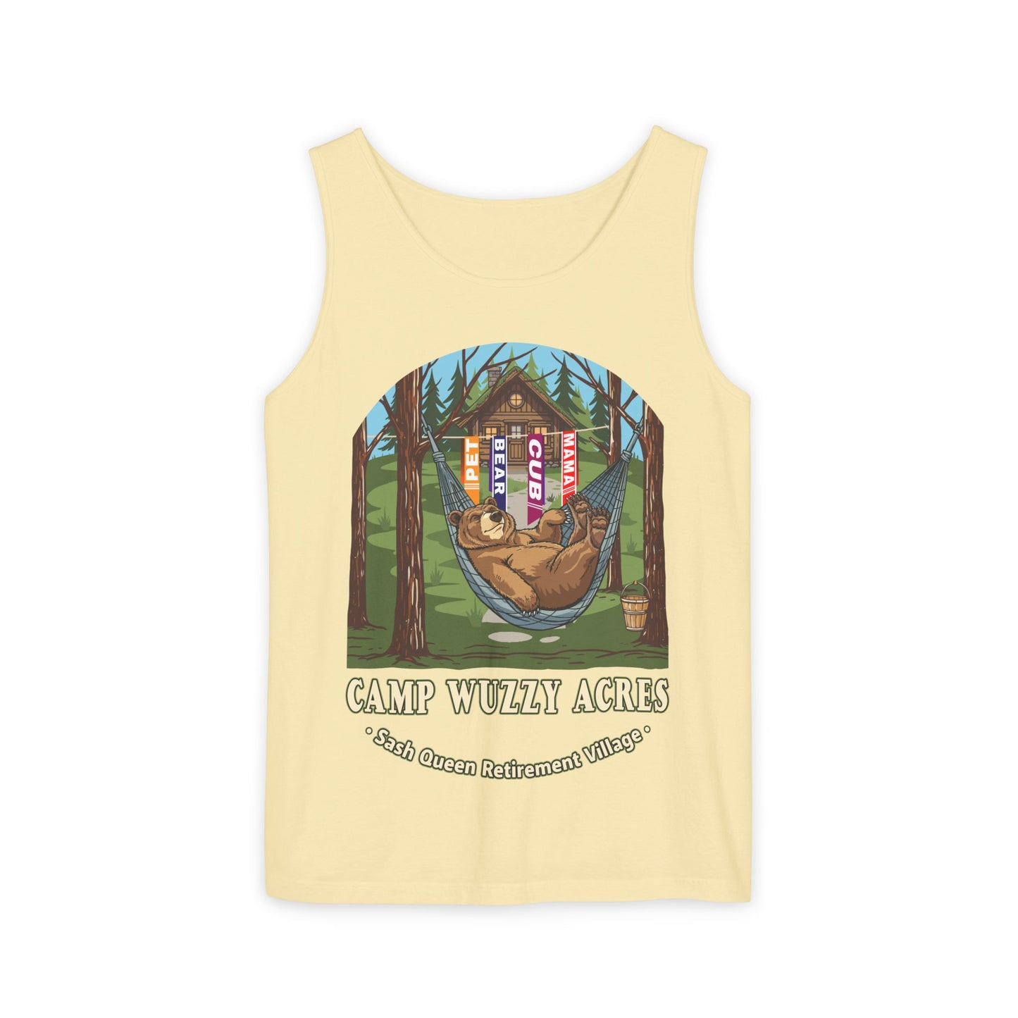 Campy Wuzzy Acres: Sash Queen Retirement Village Tank Top – NAB 2026 Fundraiser Shirt