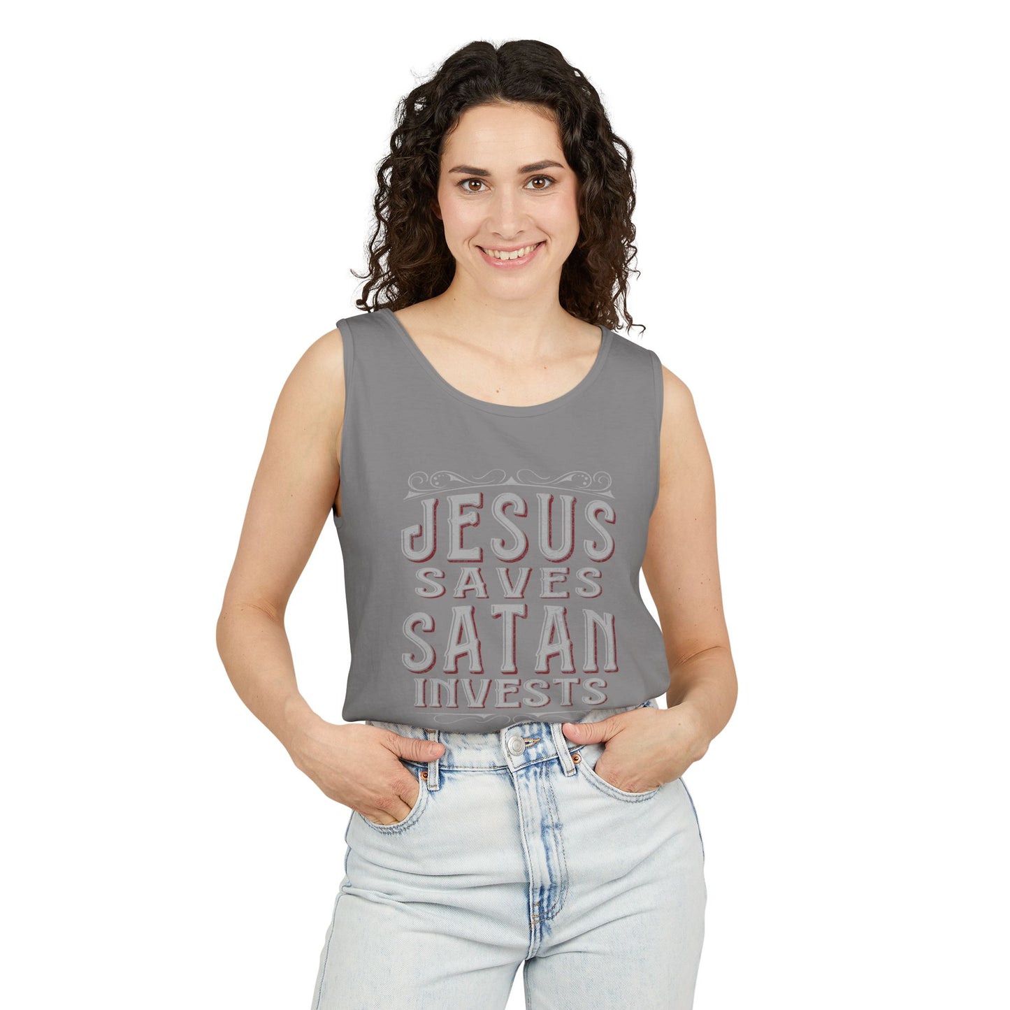 Jesus Saves, Satan Invests | Tank Top