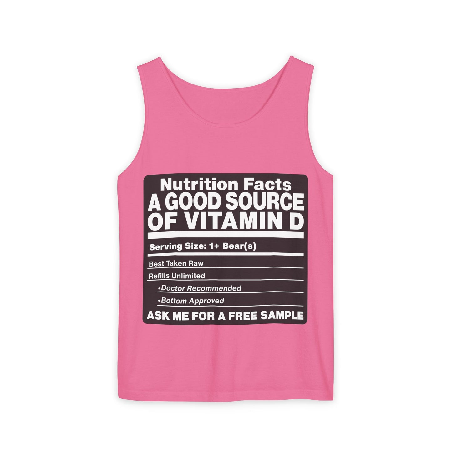 Vitamin D Nutrition Facts Tank Top — Funny Bear-Themed Sunlight Shirt