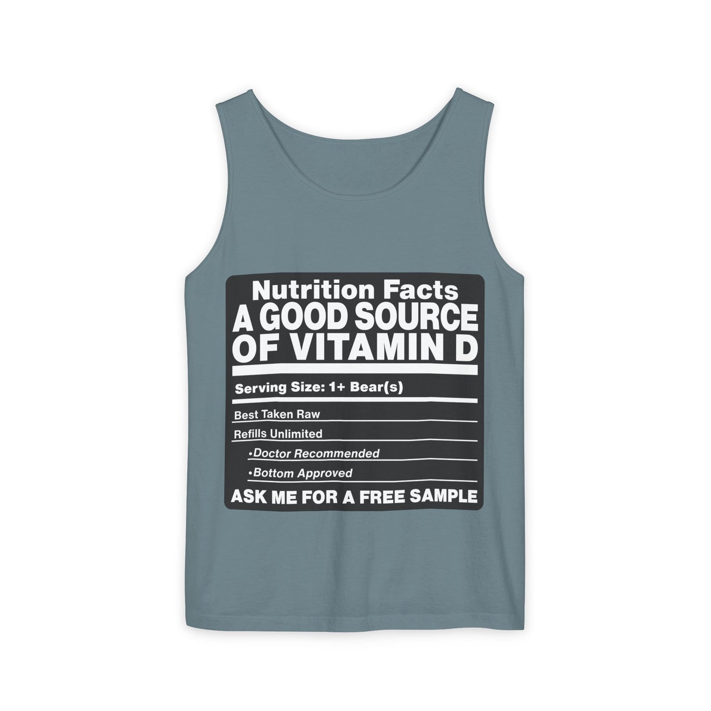 Vitamin D Nutrition Facts Tank Top — Funny Bear-Themed Sunlight Shirt