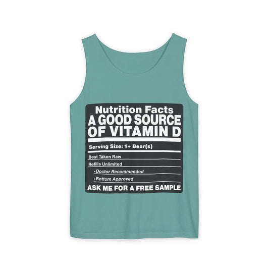 Vitamin D Nutrition Facts Tank Top — Funny Bear-Themed Sunlight Shirt