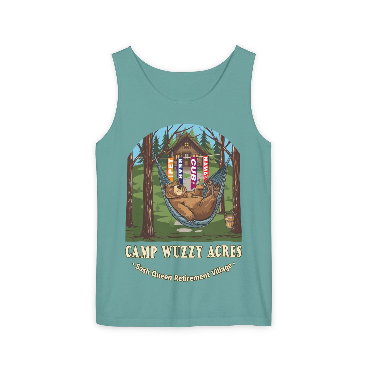 Campy Wuzzy Acres: Sash Queen Retirement Village Tank Top – NAB 2026 Fundraiser Shirt