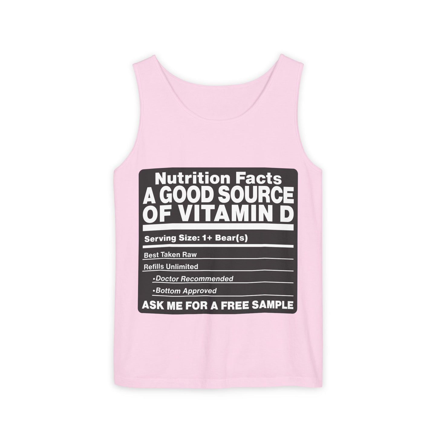 Vitamin D Nutrition Facts Tank Top — Funny Bear-Themed Sunlight Shirt