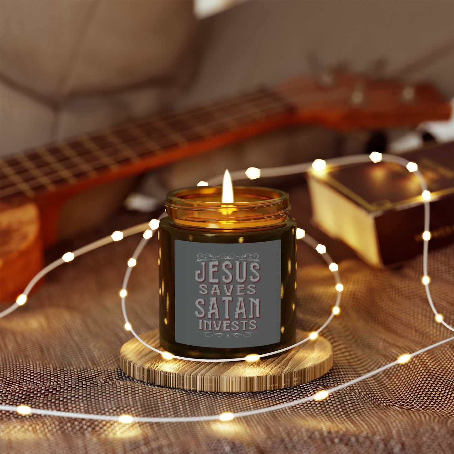 Jesus Saves, Satan Invests | Scented Candles, Coconut Apricot Wax (4oz, 9oz)