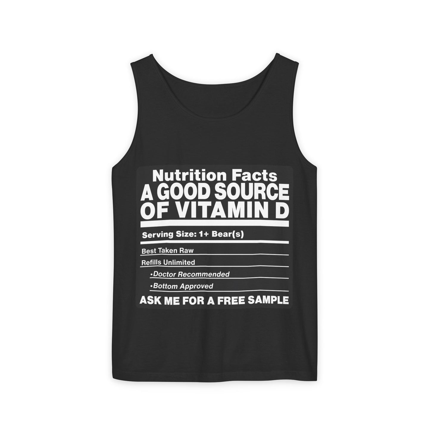 Vitamin D Nutrition Facts Tank Top — Funny Bear-Themed Sunlight Shirt