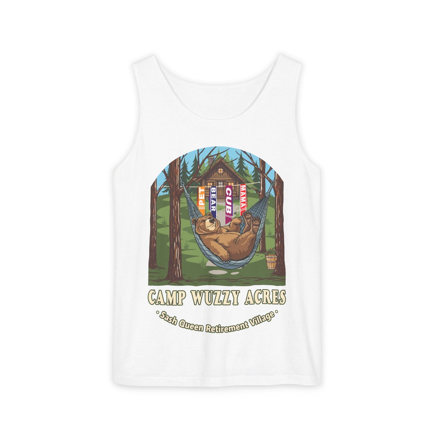 Campy Wuzzy Acres: Sash Queen Retirement Village Tank Top – NAB 2026 Fundraiser Shirt