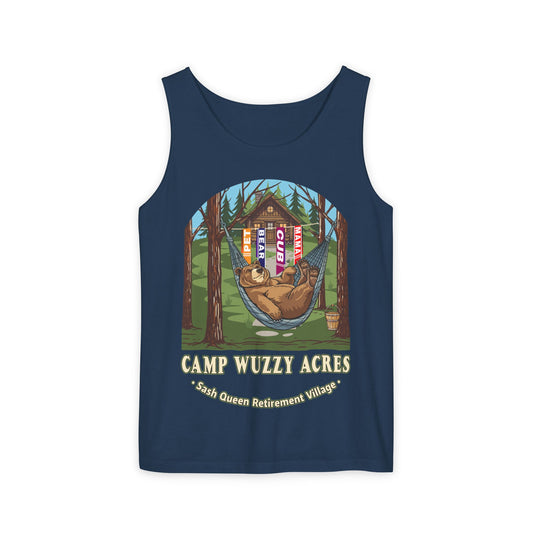 Campy Wuzzy Acres: Sash Queen Retirement Village Tank Top – NAB 2026 Fundraiser Shirt