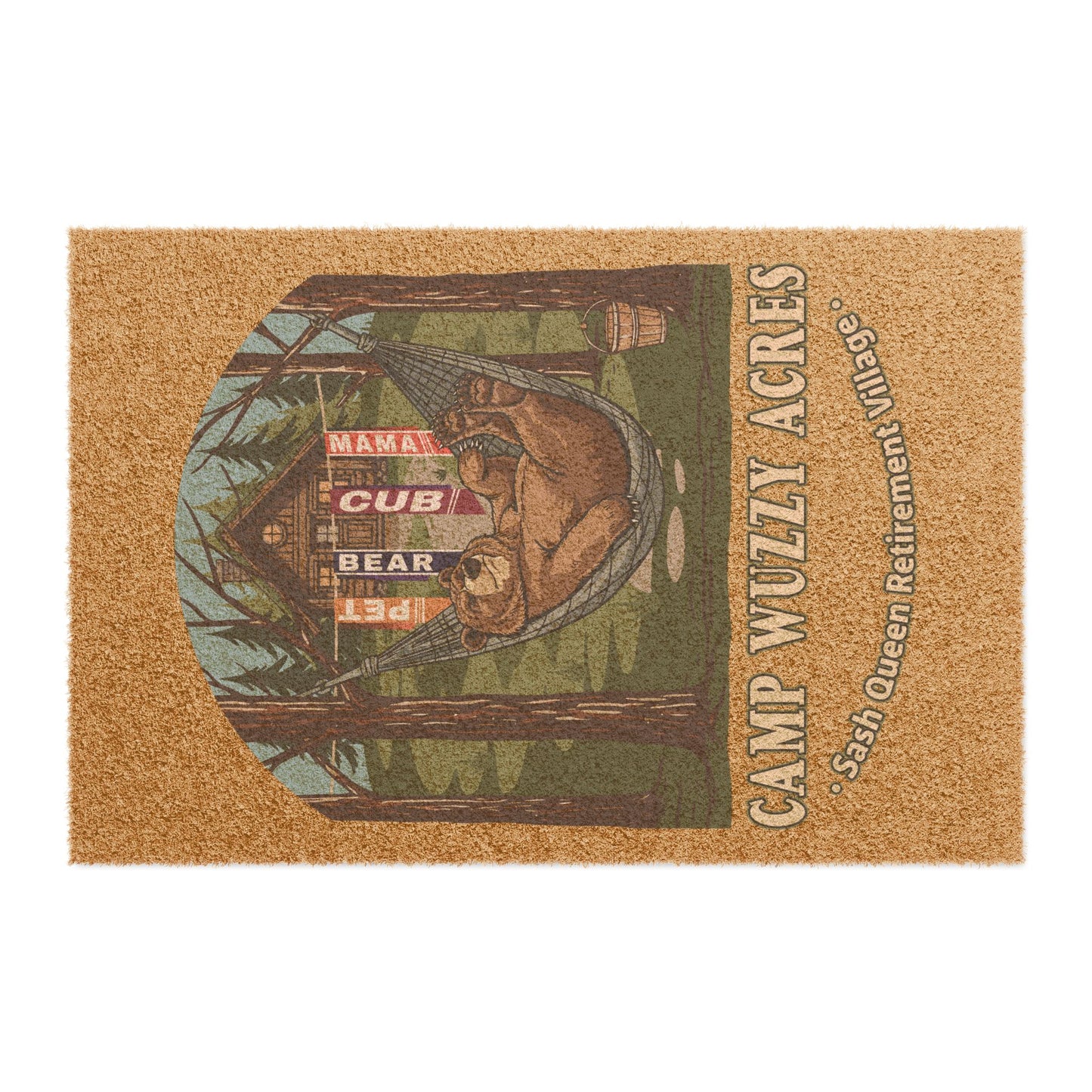 Campy Wuzzy Acres: Sash Queen Retirement Village Doormat – NAB 2026 Fundraiser Doormat