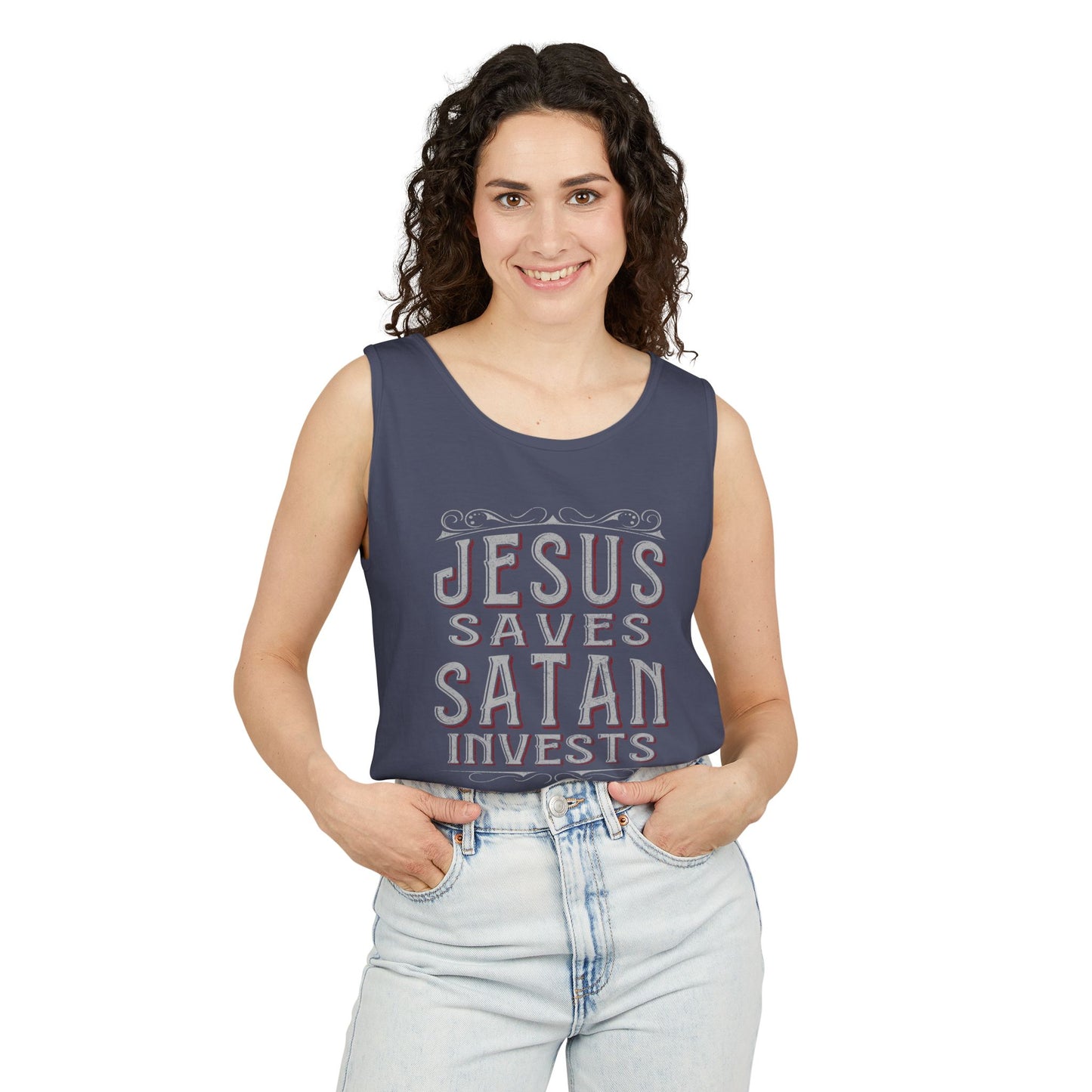 Jesus Saves, Satan Invests | Tank Top