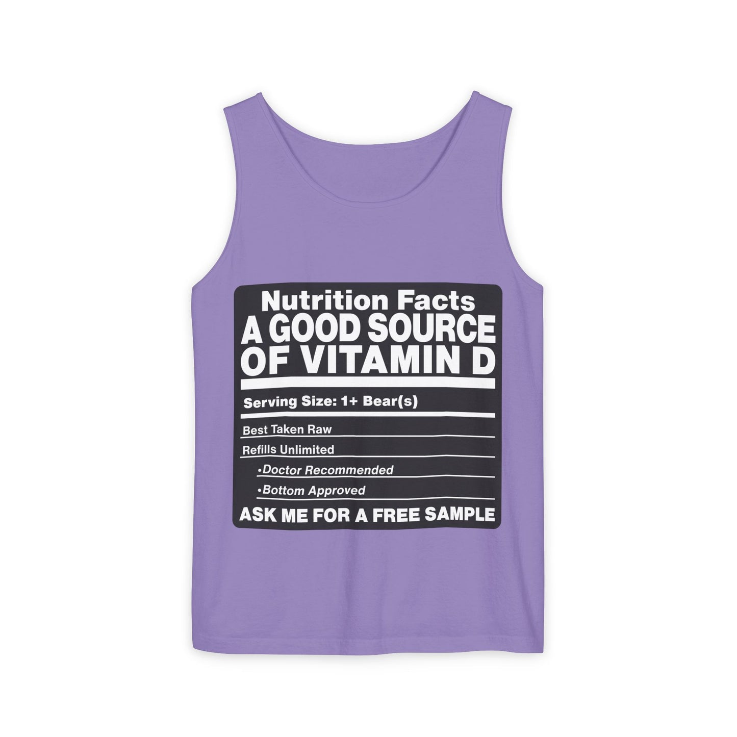 Vitamin D Nutrition Facts Tank Top — Funny Bear-Themed Sunlight Shirt
